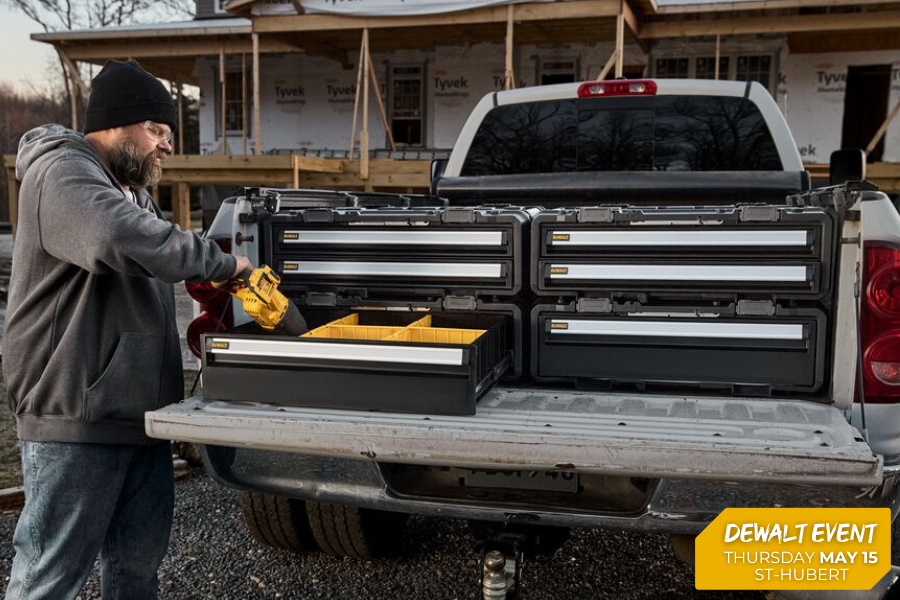 Dewalt OPB event: discounts, gifts and exclusive flyer on May 15 at St-Hubert!