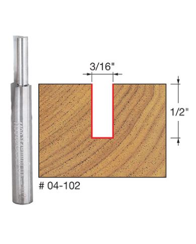 STRAIGHT BIT 3/16"x1/2" SHANK 1/4"       - 04-102