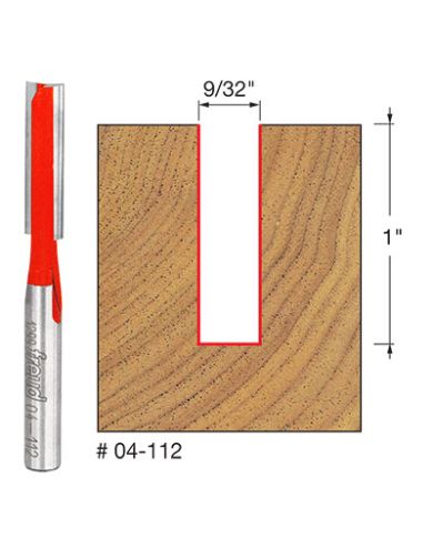 STRAIGHT BIT 9/32"x1" SHANK 1/4"         - 04-112