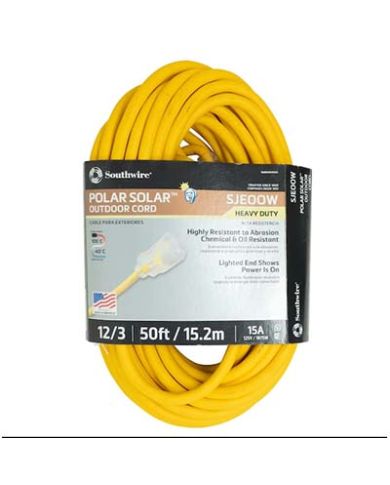 CORDON ÉLECTRIQUE 50', 12/3, POLAR JAUNE