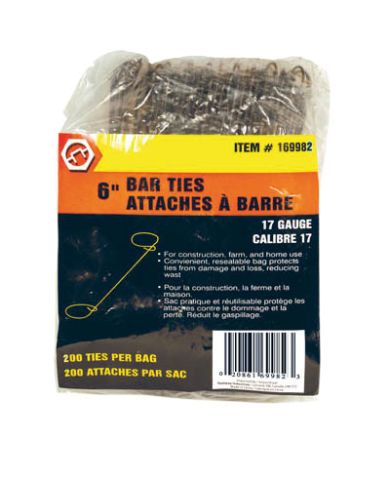 BAR TIES 6", 17 GA, PCS:200              - 169982