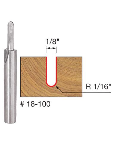 ROUND NOSE BIT 1/8"x3/8" SHANK 1/4" - 18-100