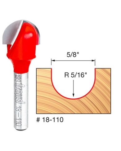 ROUND NOSE BIT 5/8"x7/16" SHANK 1/4" - 18-110
