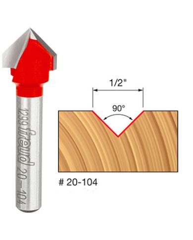 V GROOVING BIT 90º 1/2"x7/16" SHANK 1/4" - 20-104