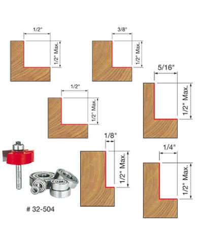 RABBETING BIT 1/8" TO 1/2" SHANK 1/4"    - 32-504