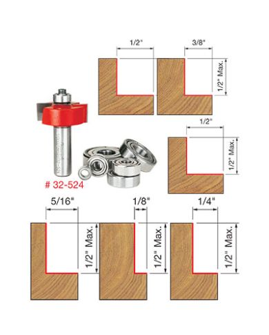 RABBETING BIT 1/8" À 1/2" SHANK 1/2"     - 32-524