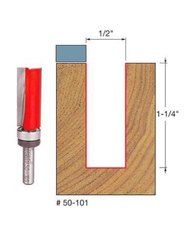 FLUSH TRIM BIT 1/2"x1-1/4" SHANK 1/4"    - 50-101