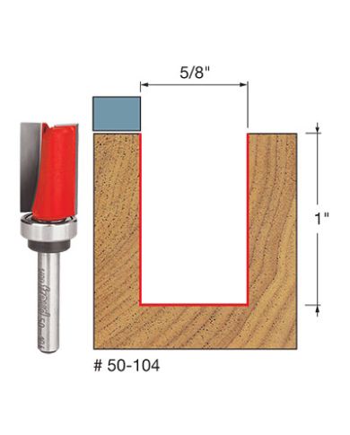 FLUSH TRIM BIT 5/8"x1" SHANK 1/4"        - 50-104