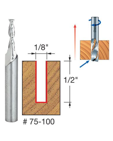 UP SPIRAL BIT 1/8"x1/2" SHANK 1/4"       - 75-100