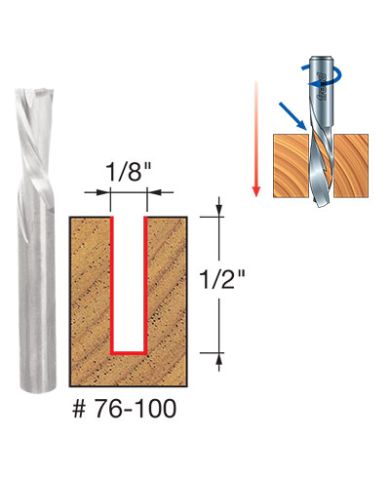 DOWN SPIRAL BIT 1/8"x1/2" SHANK 1/4"     - 76-100