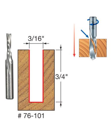 DOWN SPIRAL BIT 3/16x3/4" SHANK 1/4"     - 76-101