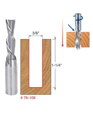 DOWN SPIRAL BIT 3/8"x1-1/4" SHANK 1/2"   - 76-106