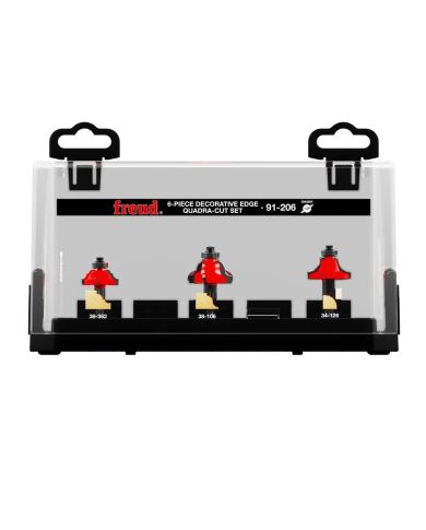 6PC DECORATIVE EDGE QUAD. ROUTER BIT SET - 91-206