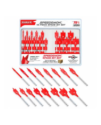 16-PIECE SPADE BIT SET DIABLO WITH CASE