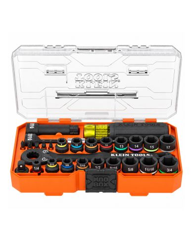 28PC PASS-THROUGH IMP SOCKET SET SAE+MET