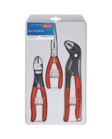 3 PLIERS: CUTTER, LONG NOSE & COBRA      - 002008US2