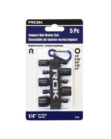 IMPACT NUT DRIVER SET, 1/4" HEZ DRIVE    - ROK37120