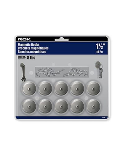 10 PC 1-1/2" MAGNETS WITH HOOKS - ROK70190