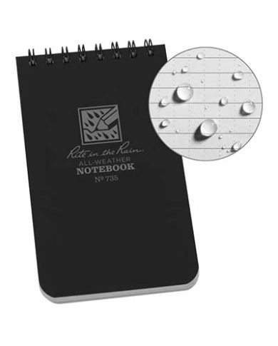 "RITE IN THE RAIN" 3"X5" BLK NOTEBOOK    - RR-735