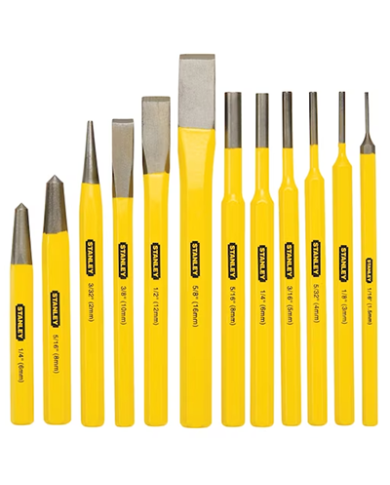 STANLEY 12 PCES PUNCH AND CHISEL SET     - 16-299
