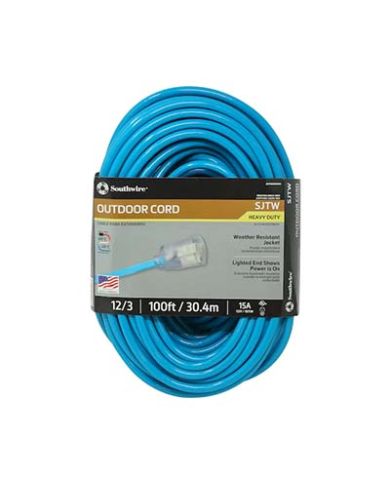 12/3 EXTENSION CORD, 100', SJTW BLUE     - 2579SW000H