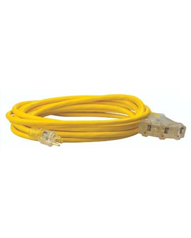 12/3 EXTENSION CORD THREE WAY 25',YELLOW - 4187SW8802