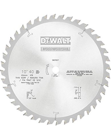10" x 40 TOOTH WOODWORKING SAW BLADE     - DW7657