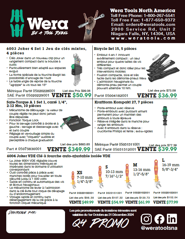 Wera promotions automne hiver 2024-25
